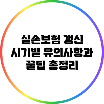 실손보험 갱신 시기별 유의사항과 꿀팁 총정리