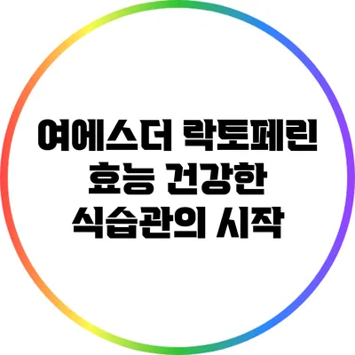여에스더 락토페린 효능: 건강한 식습관의 시작