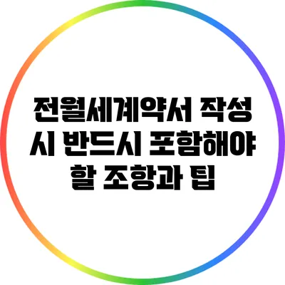 전월세계약서 작성 시 반드시 포함해야 할 조항과 팁