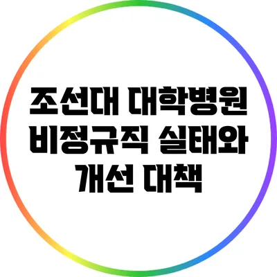 조선대 대학병원 비정규직 실태와 개선 대책