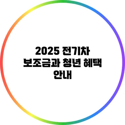 2025 전기차 보조금과 청년 혜택 안내