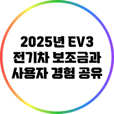 2025년 EV3 전기차 보조금과 사용자 경험 공유