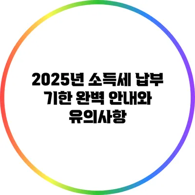 2025년 소득세 납부 기한 완벽 안내와 유의사항