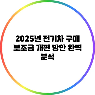 2025년 전기차 구매 보조금 개편 방안 완벽 분석