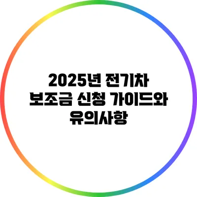 2025년 전기차 보조금 신청 가이드와 유의사항