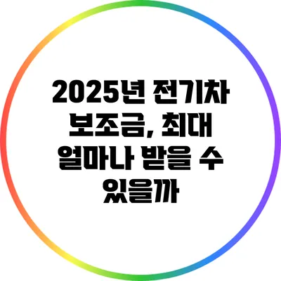 2025년 전기차 보조금, 최대 얼마나 받을 수 있을까?