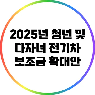 2025년 청년 및 다자녀 전기차 보조금 확대안