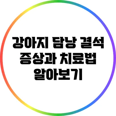 강아지 담낭 결석: 증상과 치료법 알아보기