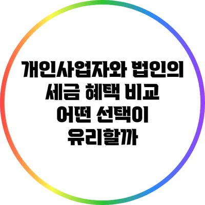 개인사업자와 법인의 세금 혜택 비교: 어떤 선택이 유리할까?