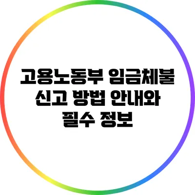 고용노동부 임금체불 신고 방법 안내와 필수 정보