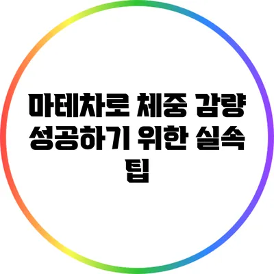 마테차로 체중 감량 성공하기 위한 실속 팁