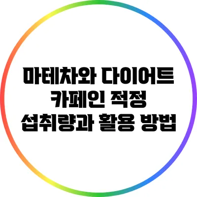 마테차와 다이어트: 카페인 적정 섭취량과 활용 방법