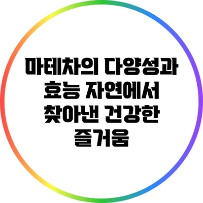 마테차의 다양성과 효능: 자연에서 찾아낸 건강한 즐거움