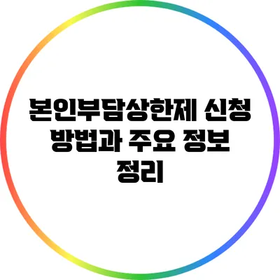 본인부담상한제 신청 방법과 주요 정보 정리