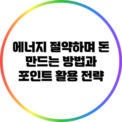 에너지 절약하며 돈 만드는 방법과 포인트 활용 전략