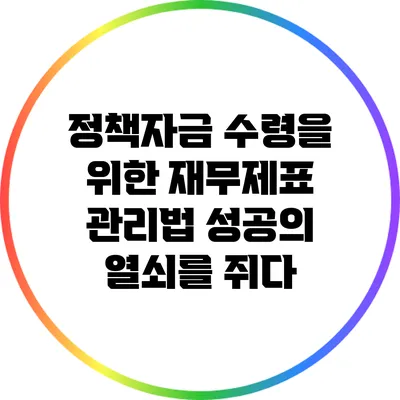 정책자금 수령을 위한 재무제표 관리법: 성공의 열쇠를 쥐다