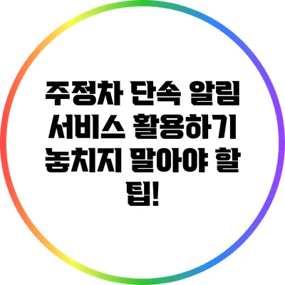 주정차 단속 알림 서비스 활용하기: 놓치지 말아야 할 팁!