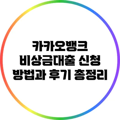 카카오뱅크 비상금대출 신청 방법과 후기 총정리