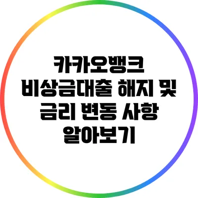 카카오뱅크 비상금대출 해지 및 금리 변동 사항 알아보기