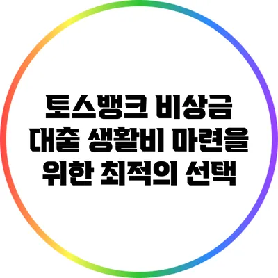 토스뱅크 비상금 대출: 생활비 마련을 위한 최적의 선택