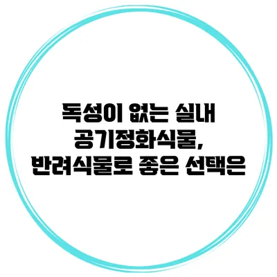 독성이 없는 실내 공기정화식물, 반려식물로 좋은 선택은?