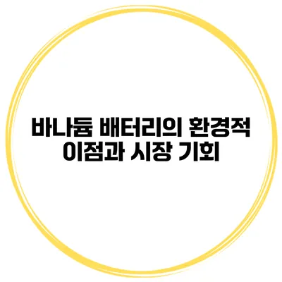 바나듐 배터리의 환경적 이점과 시장 기회