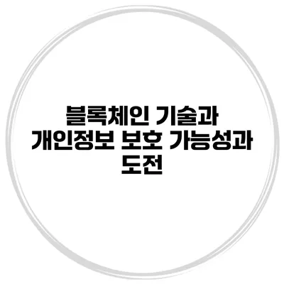 블록체인 기술과 개인정보 보호 가능성과 도전