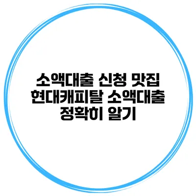 소액대출 신청 맛집 현대캐피탈 소액대출 정확히 알기