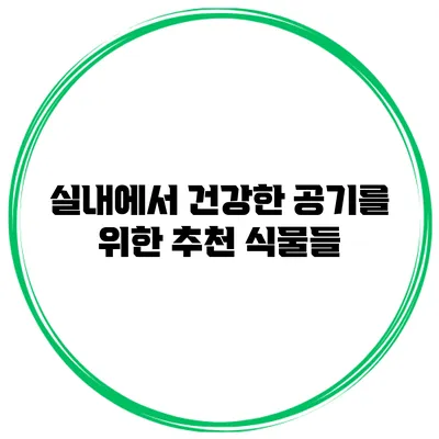실내에서 건강한 공기를 위한 추천 식물들