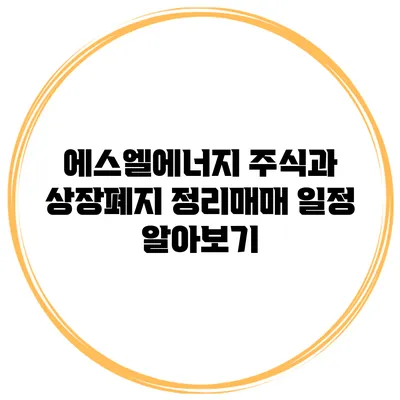 에스엘에너지 주식과 상장폐지 정리매매 일정 알아보기