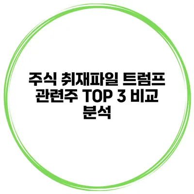 주식 취재파일 트럼프 관련주 TOP 3 비교 분석