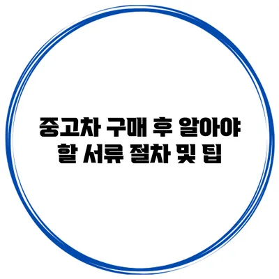 중고차 구매 후 알아야 할 서류 절차 및 팁