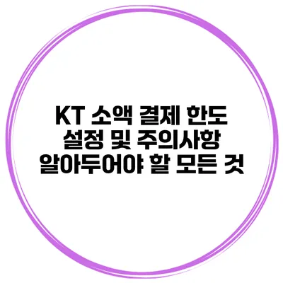 KT 소액 결제 한도 설정 및 주의사항: 알아두어야 할 모든 것