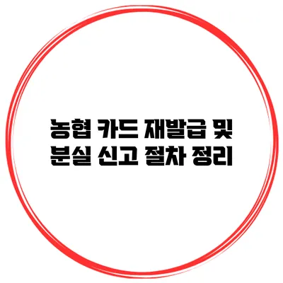 농협 카드 재발급 및 분실 신고 절차 정리