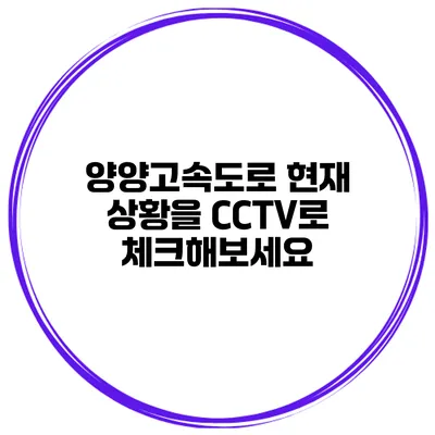 양양고속도로 현재 상황을 CCTV로 체크해보세요