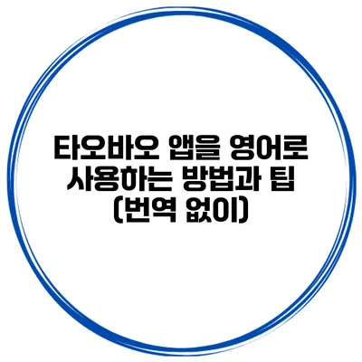 타오바오 앱을 영어로 사용하는 방법과 팁 (번역 없이)