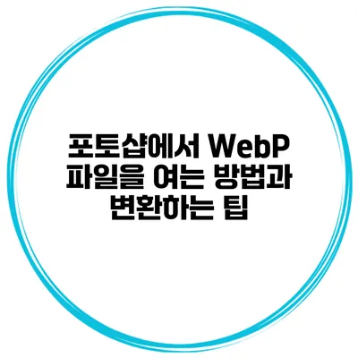 포토샵에서 WebP 파일을 여는 방법과 변환하는 팁